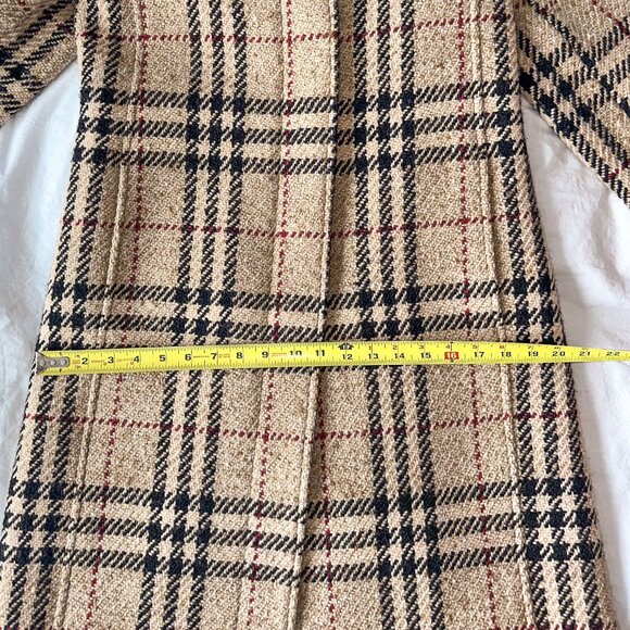 RARE Tailored Burberry Nova Check Tweed Coat Faux Fur Accent Lined - Picture 5 of 12